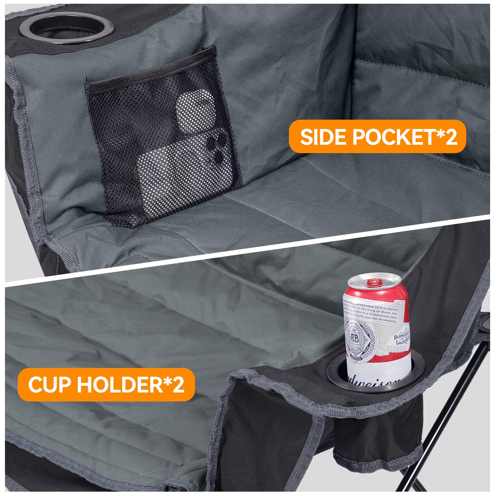3-Person Folding Camping Loveseat Chair