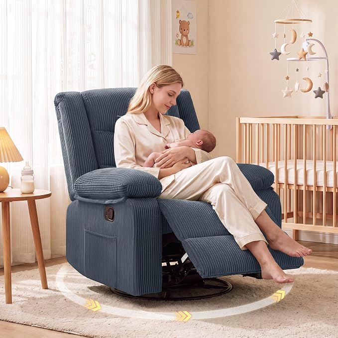 Corduroy Swivel Rocker Recliner