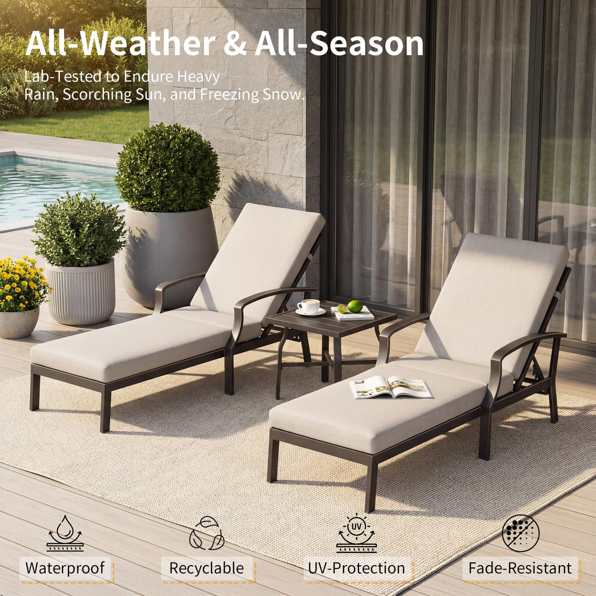 Adjustable Aluminum Patio Chaise Lounge
