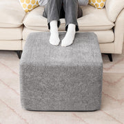 PoteSoar 23.6'' Square Pouf Boneless Ottoman Foot Rest with High-Rebound Solid One-Piece Foam and Removable Washable Cover for Living Room, Gaming, Movie Watching - Grey