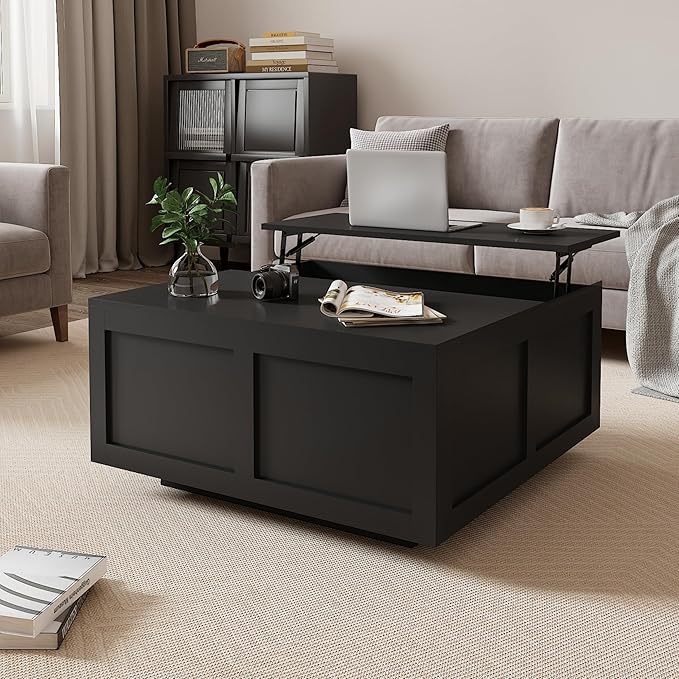 Lift Top Coffee Table with LED & Storage