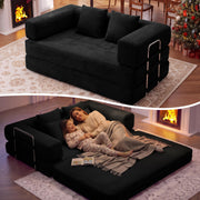 BSHOMGI Convertible Futon Sofa Bed, Boneless Couch for Living Room,Modular Futon Couch with Fixed-Shape Frame Corduroy Loveseat Sleeper Sofas with Pull-Out Couches for Small Space Apartment