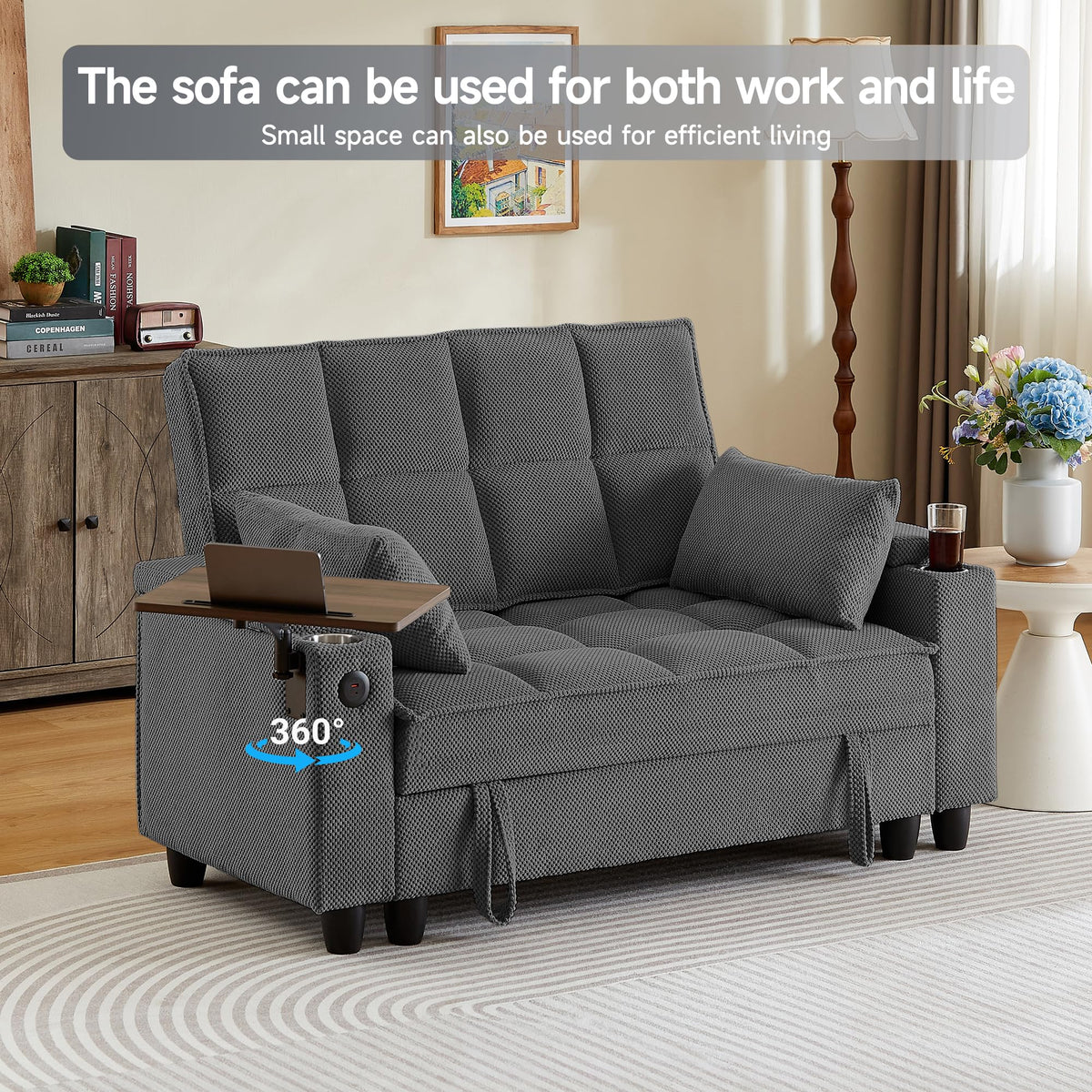 Storage Loveseat with Swivel Tray