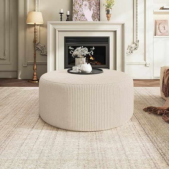 Round Upholstered Ottoman Foot Stool