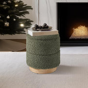Round Storage Ottoman with Boucle Fabric