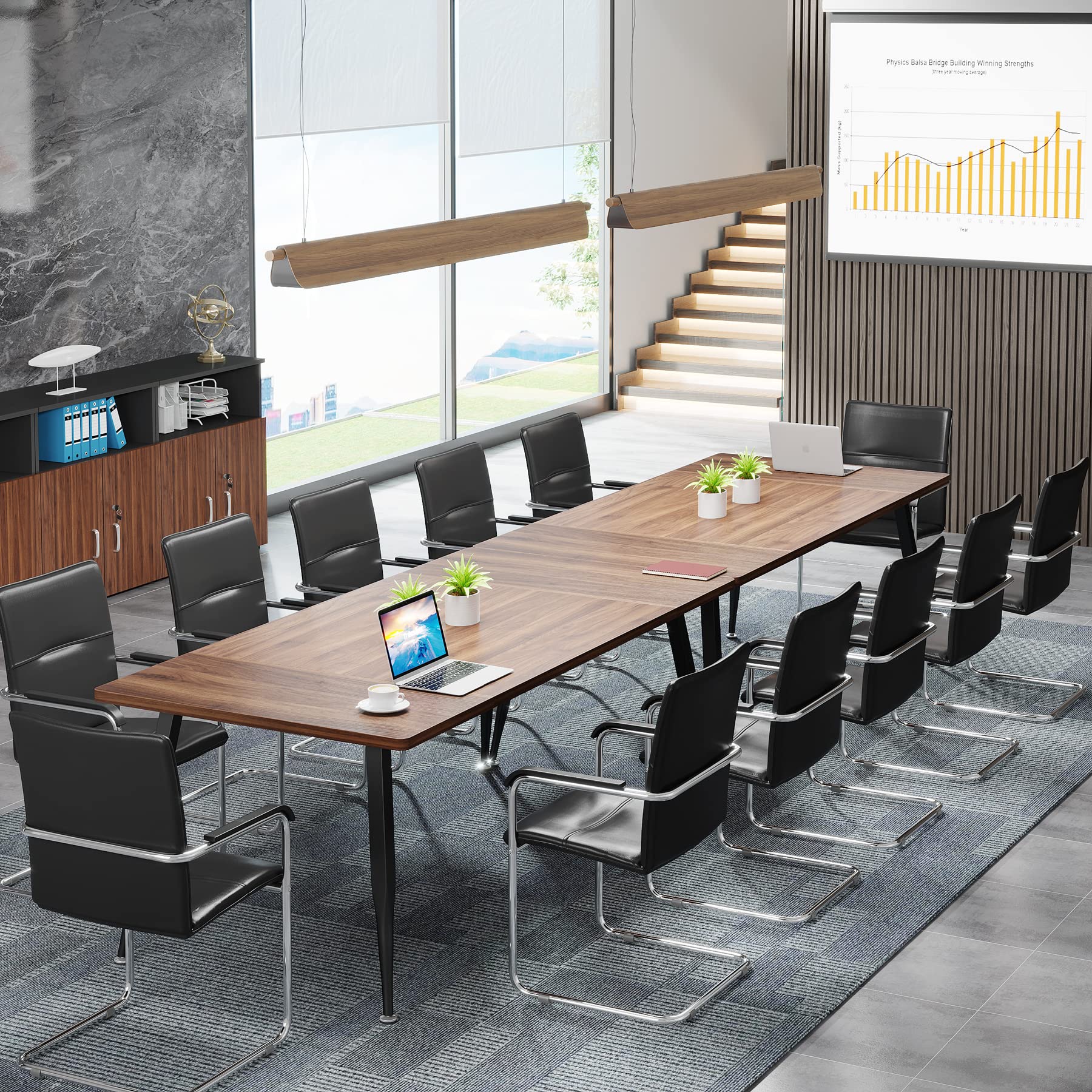 70.86" Rectangular Conference Table with Metal Legs