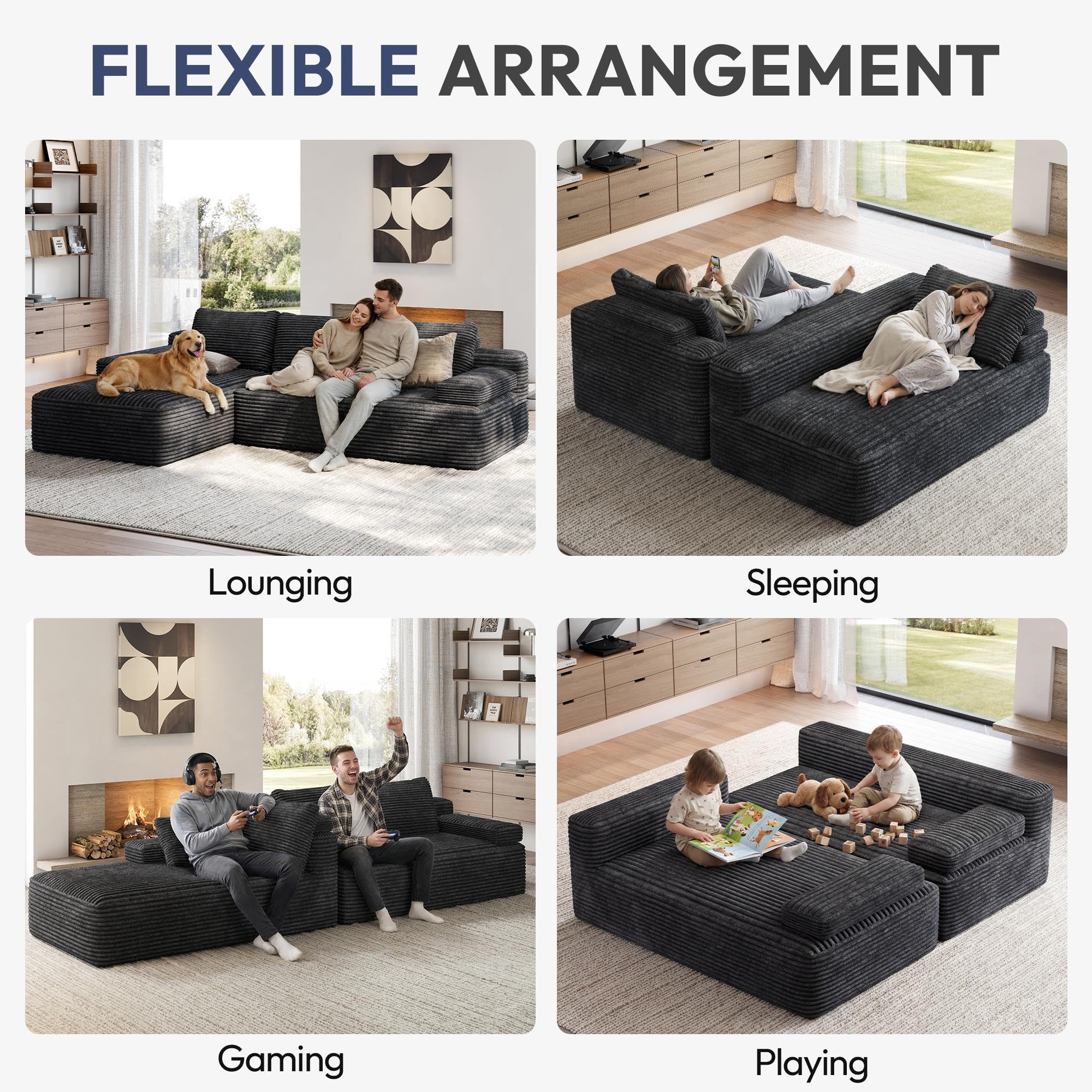 110" L-Shaped Sectional Sofa with Chaise