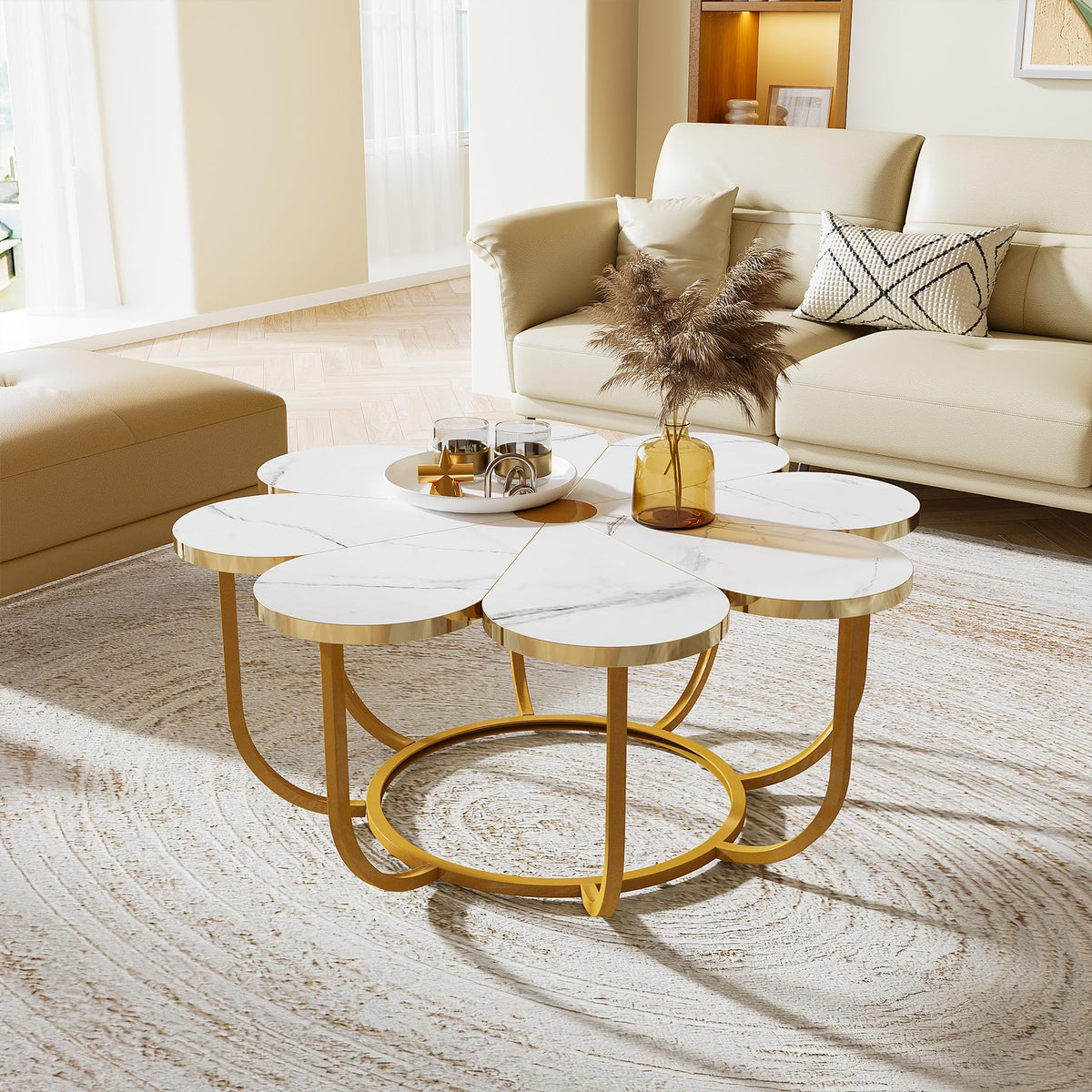 White & Gold Flower Coffee Table