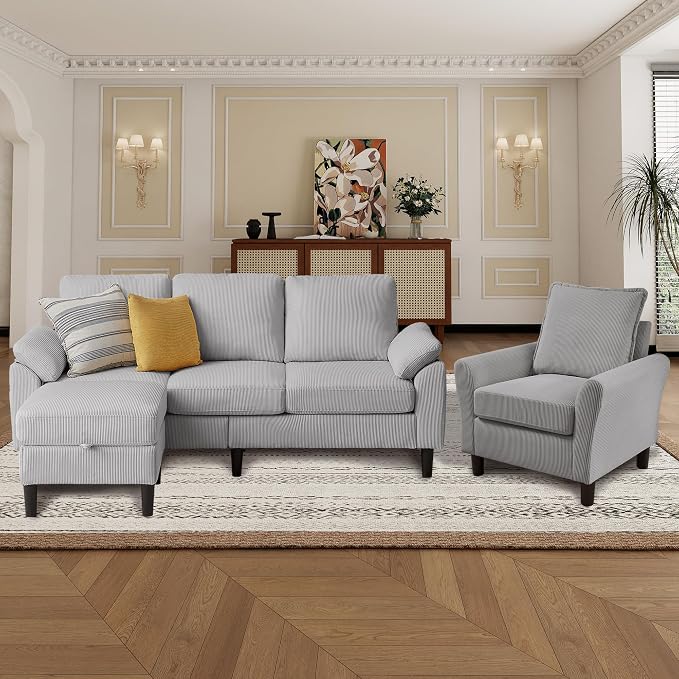 3-Piece Corduroy Sofa Set