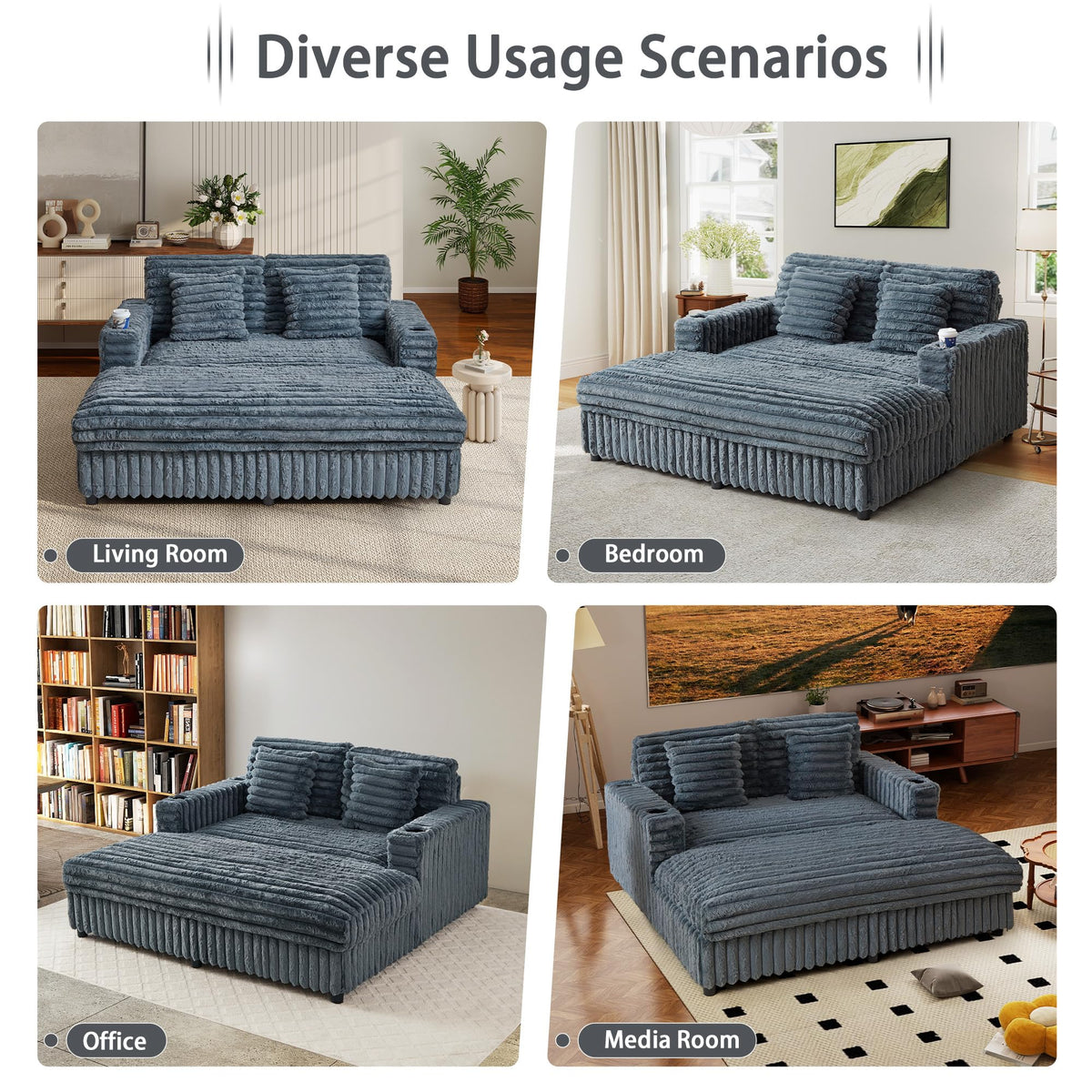 RARZOE 60.43'' Oversized Chaise Lounge Chair Indoor, Grey
