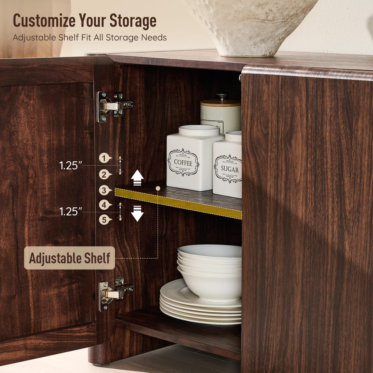 Brown 4-Door Buffet Sideboard