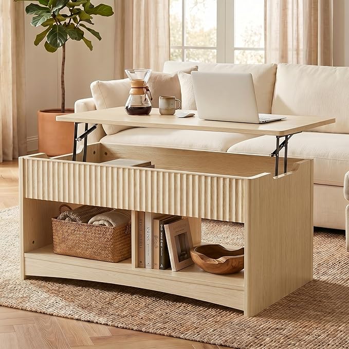 Lift-Top Coffee Table with Hidden Storage