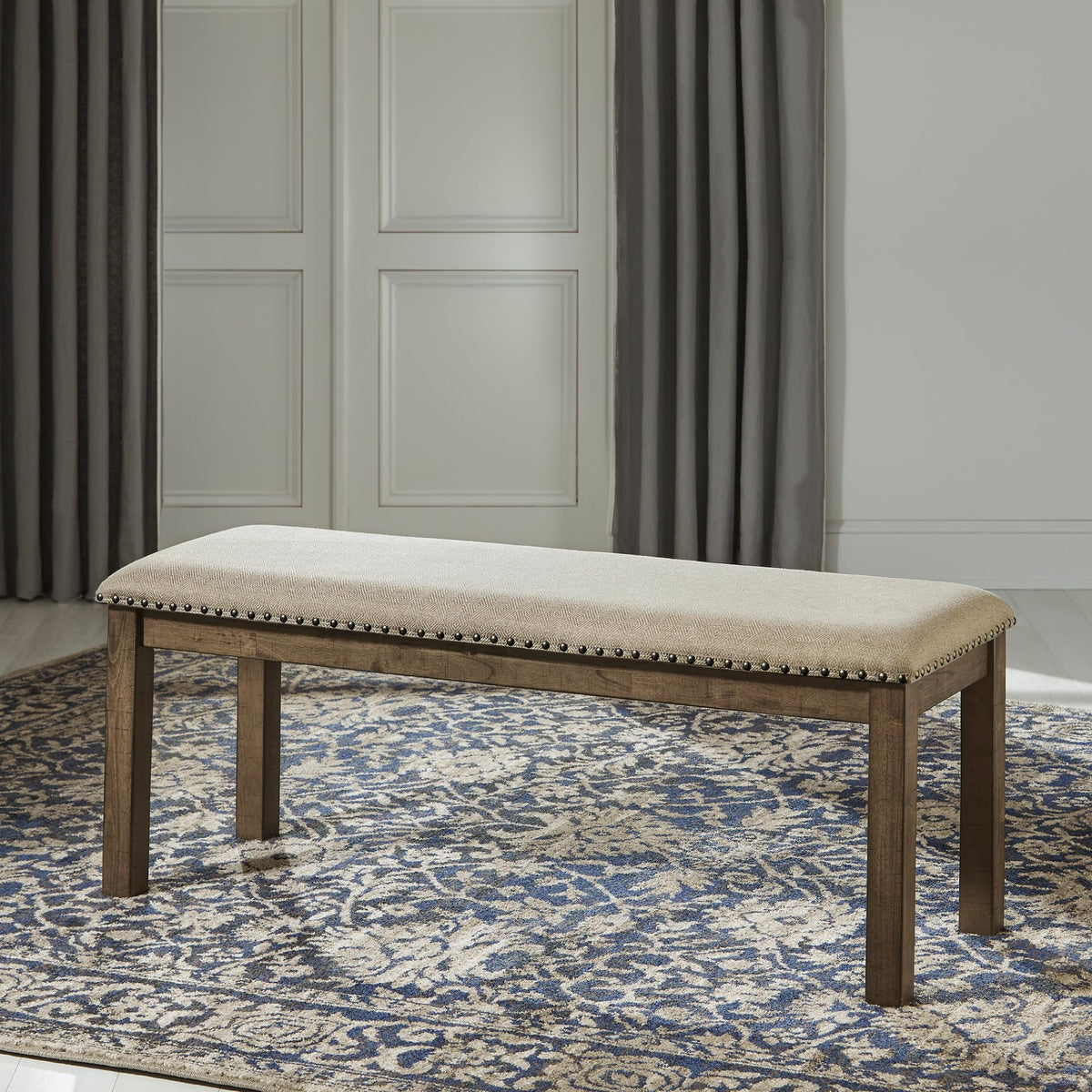 Rustic Upholstered Dining Bench