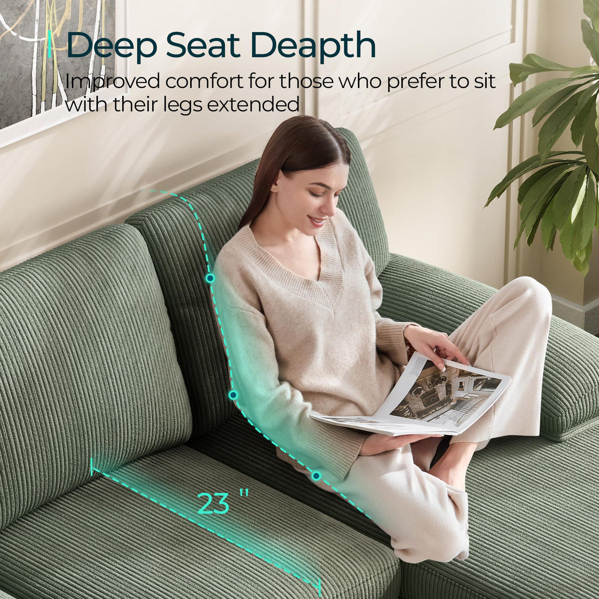 U-Shaped Corduroy Sectional Sofa