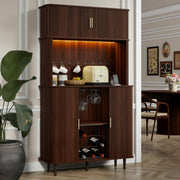 Walnut Wine Bar Cabinet with LED Lights