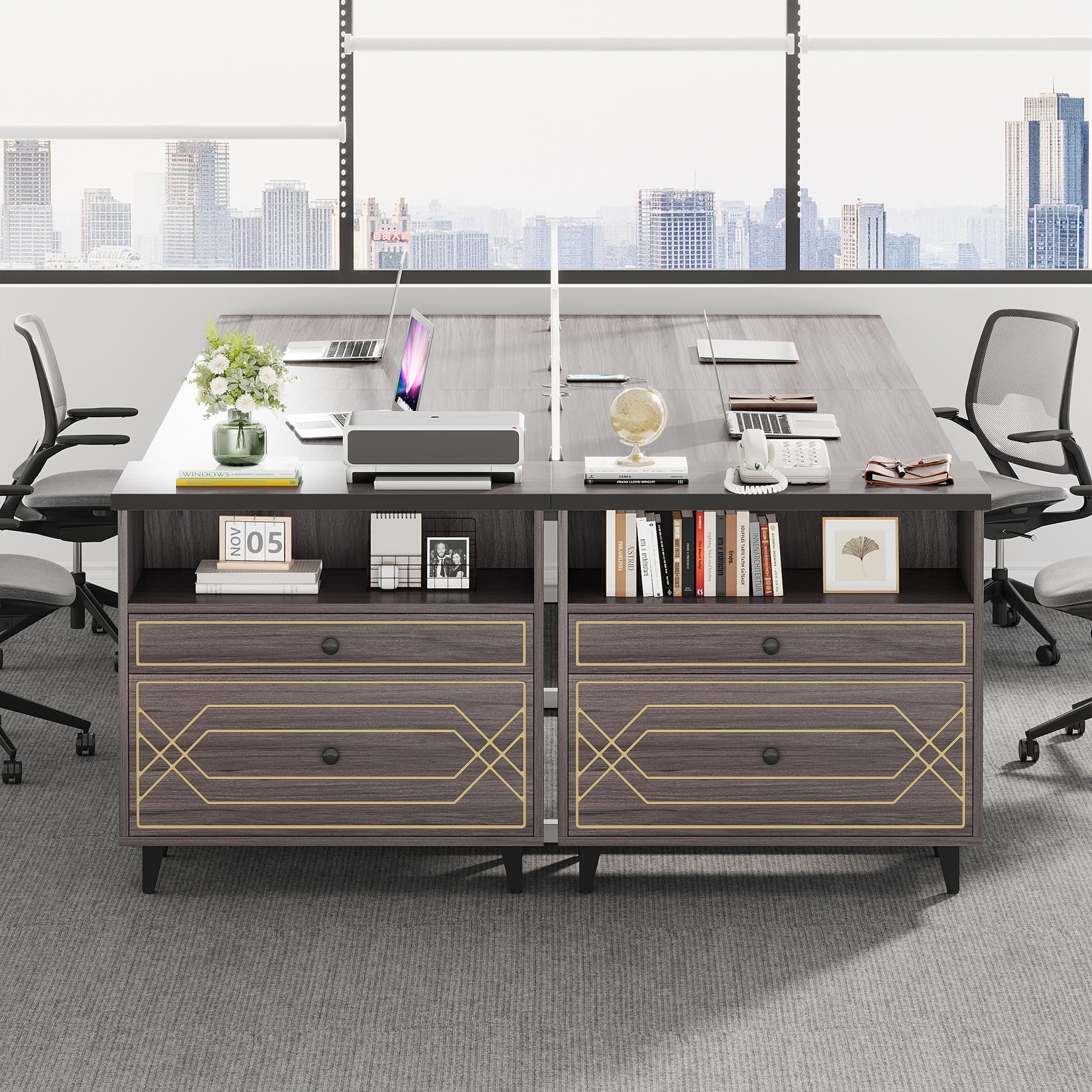 2-Drawer Lateral Filing Cabinet with Open Shelf