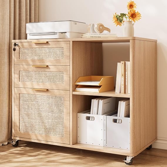 3-Drawer Fluted Mobile File Cabinet