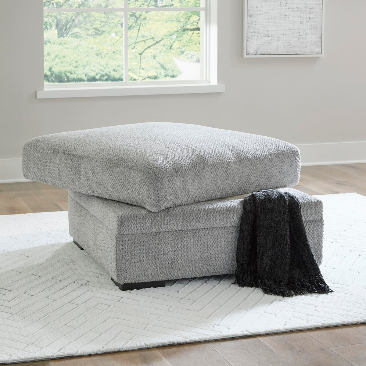 Square Storage Ottoman with Cup Holders