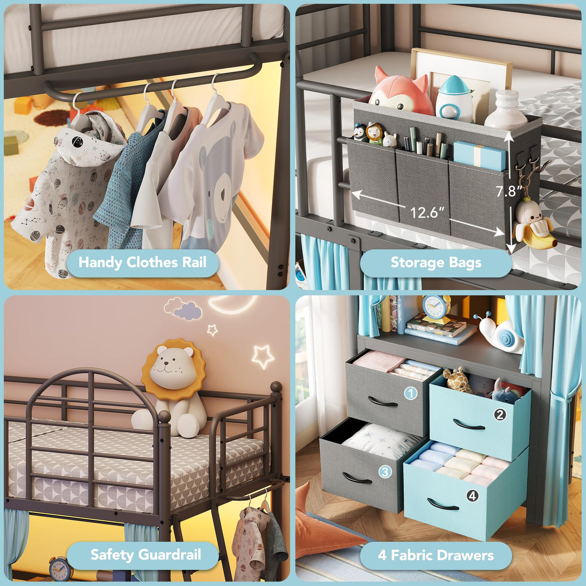 Twin Low Loft Bed with Desk & Storage