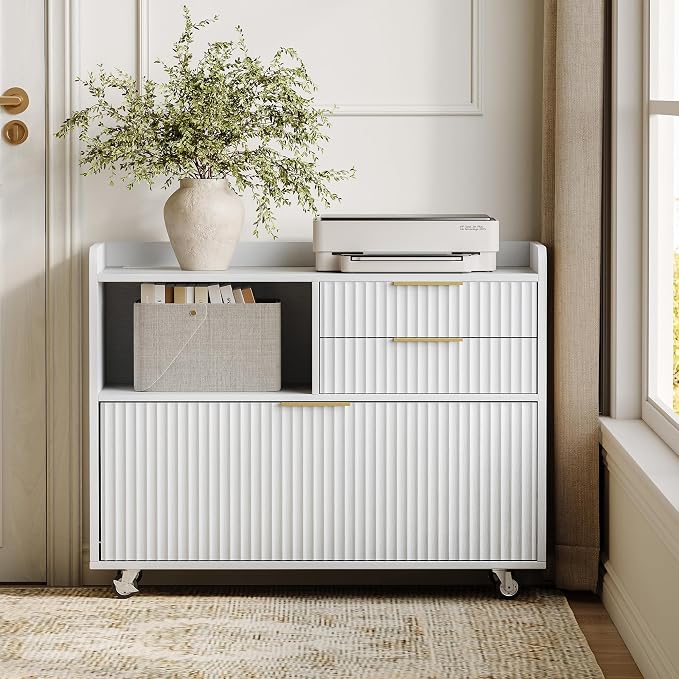 3-Drawer File Cabinet with Charging Station