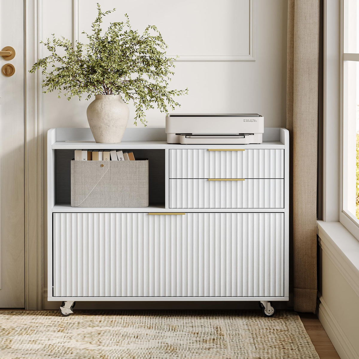3-Drawer File Cabinet with Charging Station