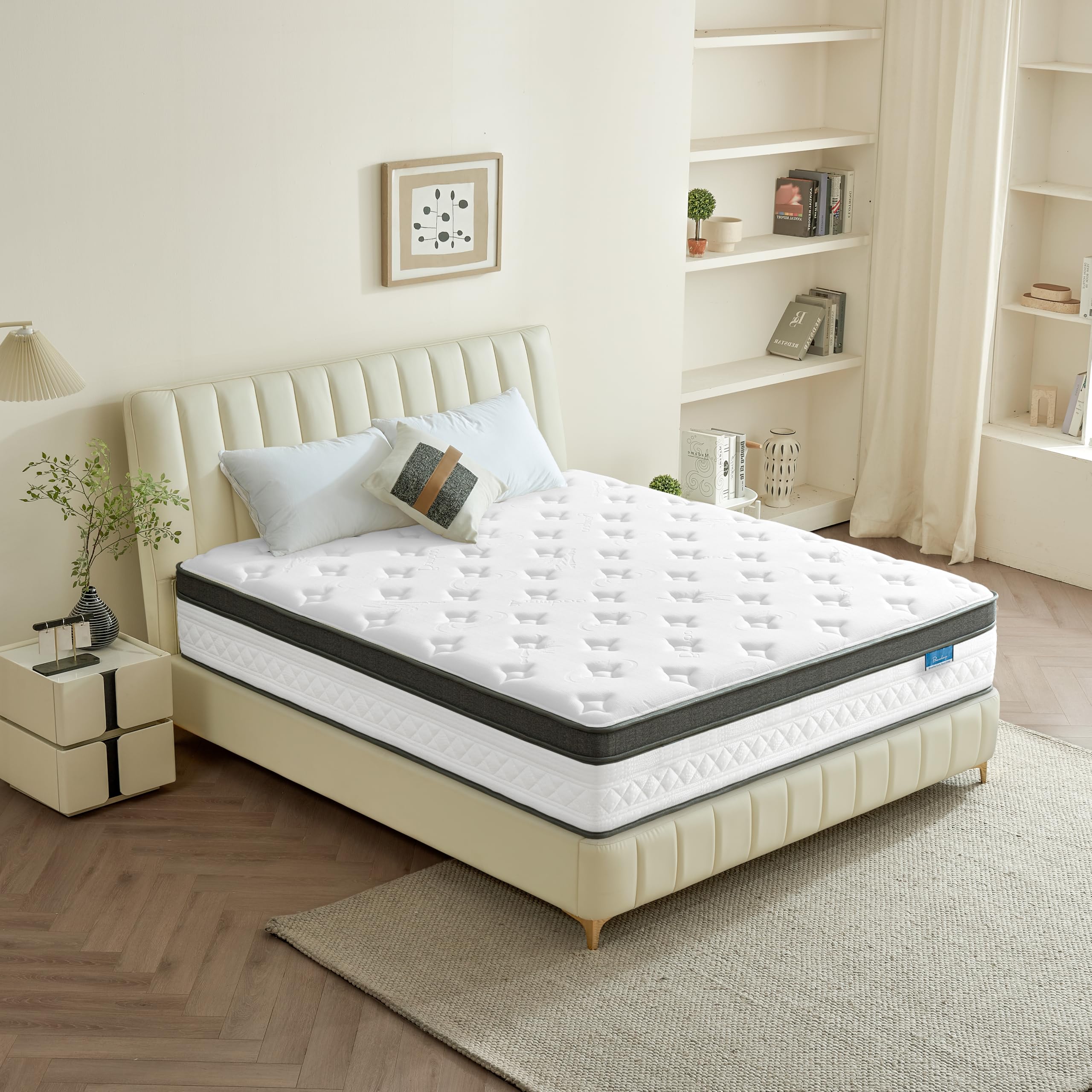 Breezleep Queen Mattress, 12 Inch Cooling Hybrid Queen Size Mattress in a Box, Medium Firm with Gel Memory Foam & Pocket Coils, Motion Isolation, Pressure Relief, CertiPUR-US