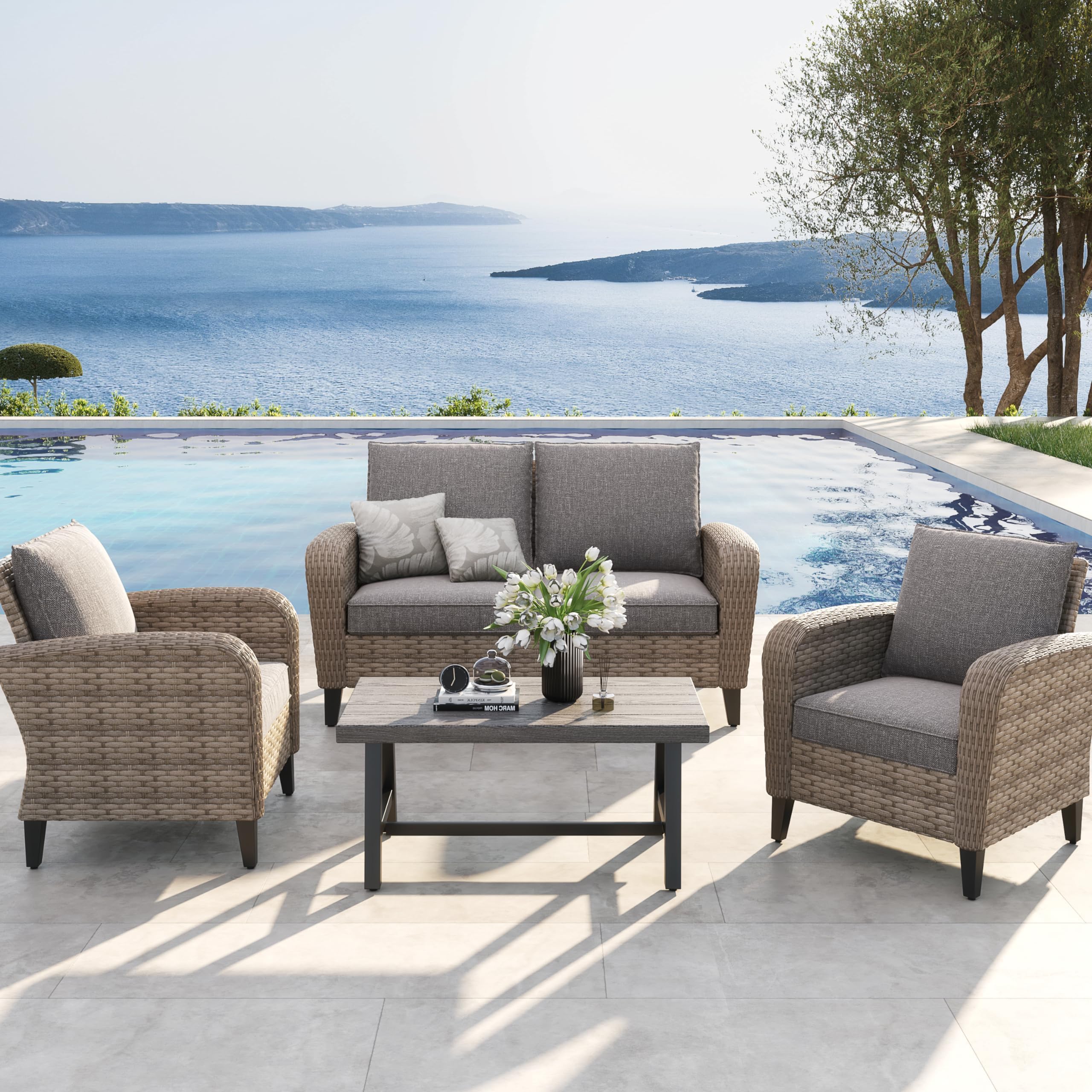 Outdoor Wicker Loveseat Sofa