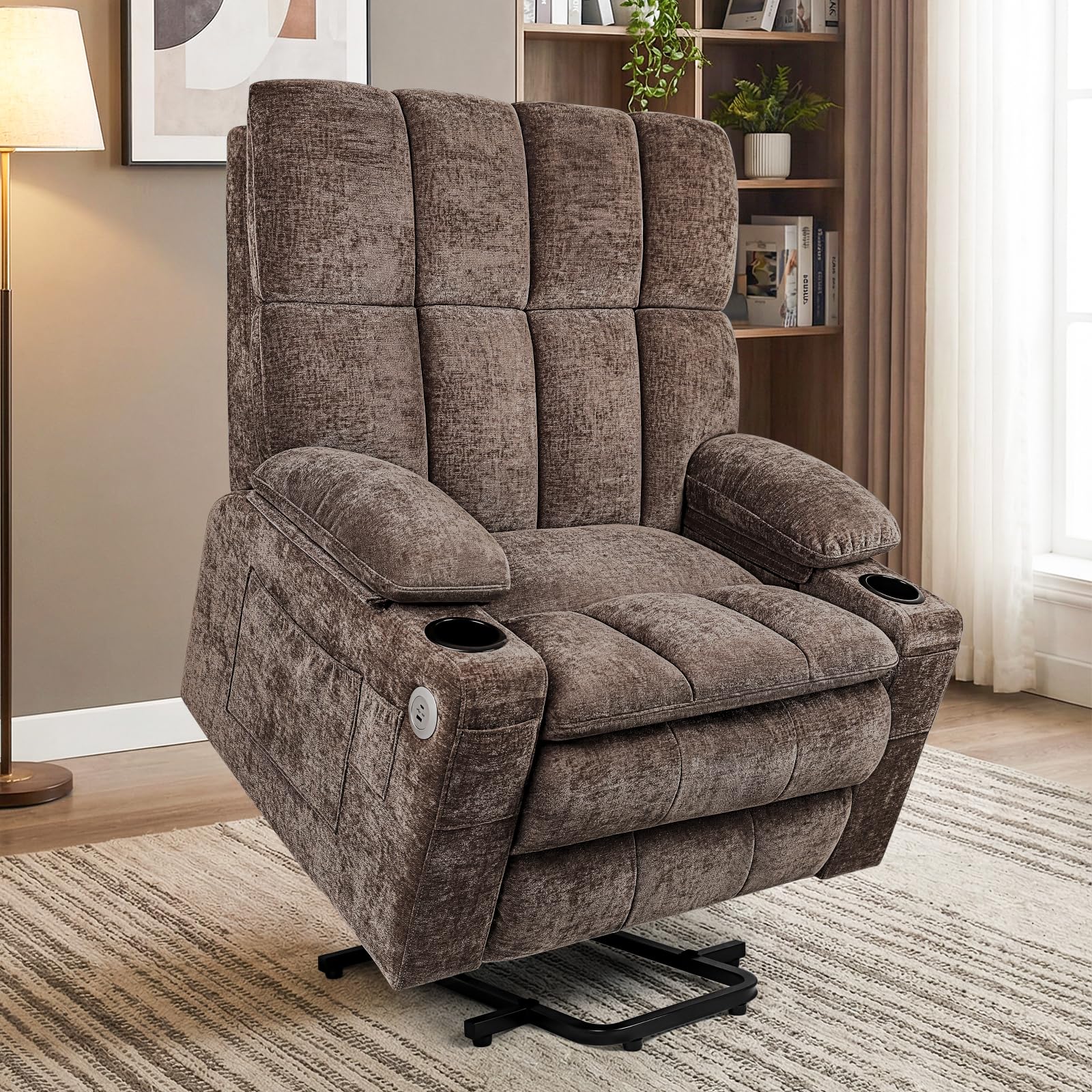 Power Recliner Chair with Wide Seat, USB & Type-C Charging, Dual Remotes