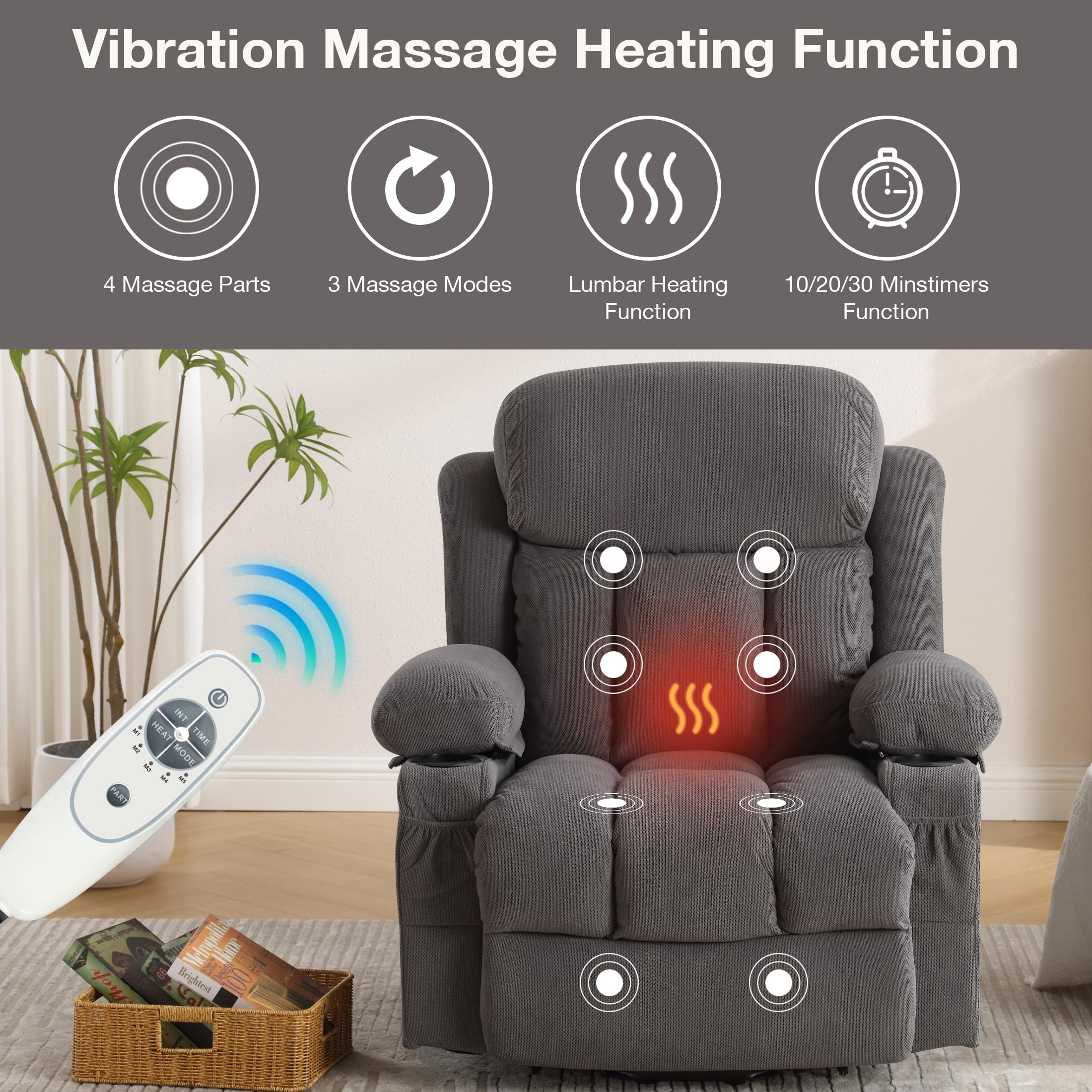 Power Lift Recliner Chair with Massage & Heat