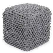 BIRDROCK HOME Square Pouf Ottoman Foot Rest - 18” Compact Comfortable Soft Cotton Knit Bean Bag Floor - Chair Foot Stool Seat for Living Room, Bedroom, Kids Room or Nursery (Grey Bud)