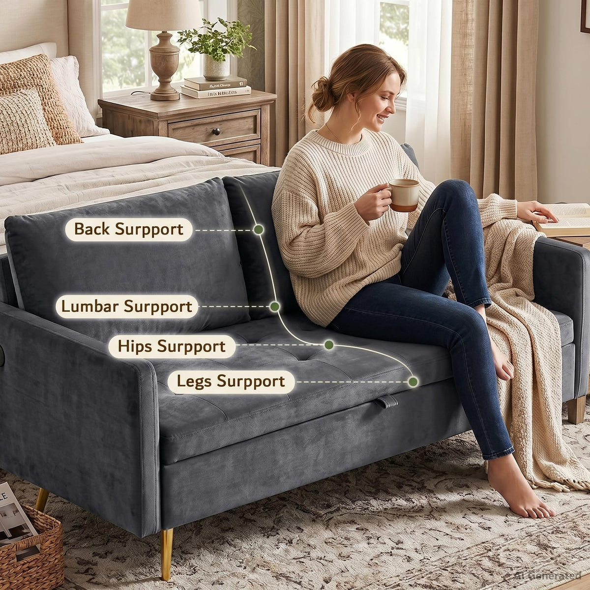 Storage Loveseat with USB Charging