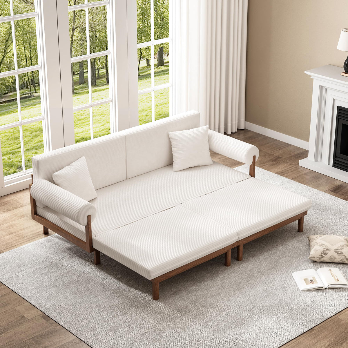 Corduroy Pull-Out Sofa Bed
