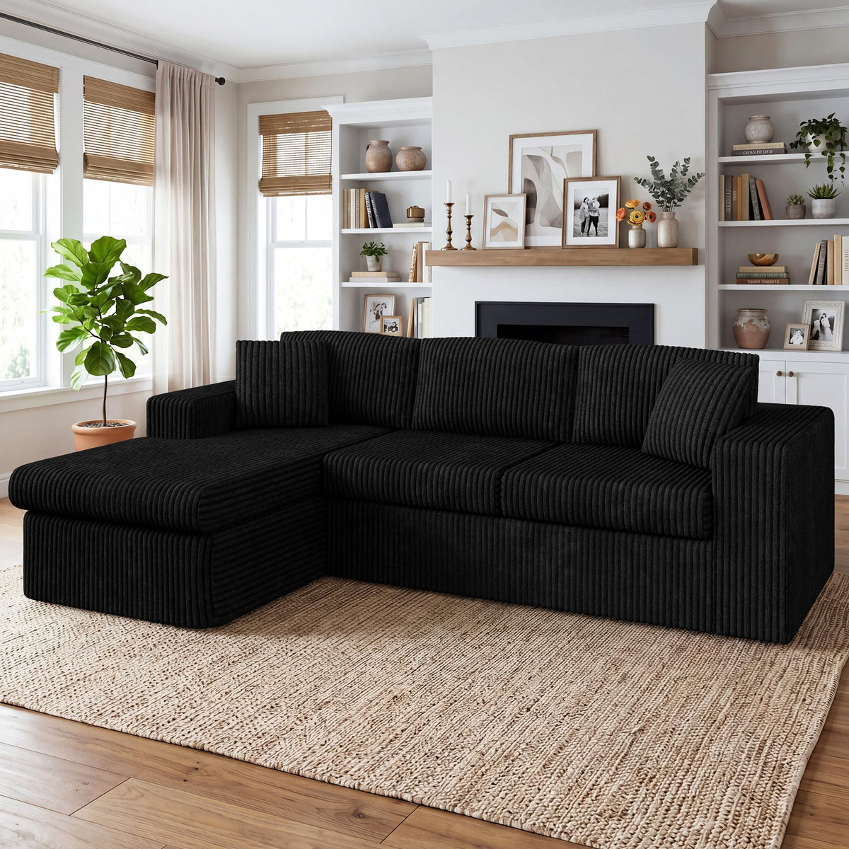 Corduroy L-Shaped Modular Sectional Sofa