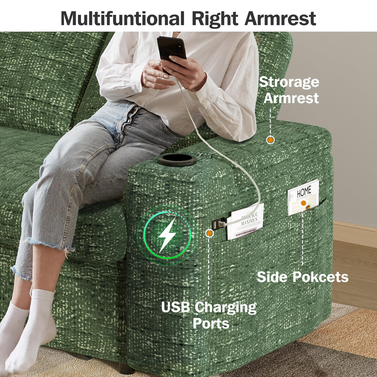 Chenille Pull-Out Sleeper Loveseat