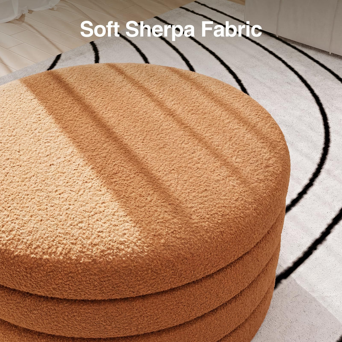 Round Sherpa Storage Ottoman