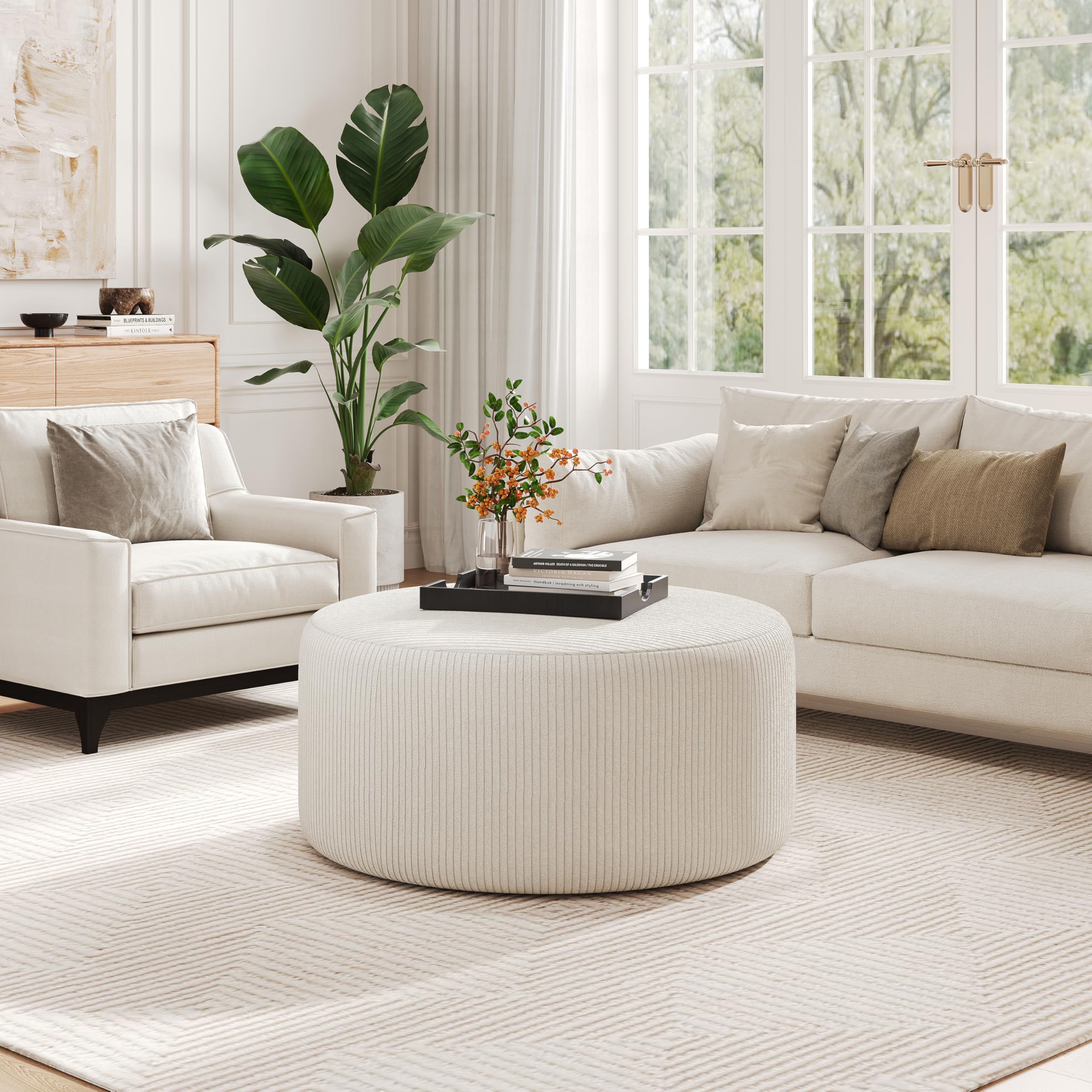 Round Upholstered Ottoman