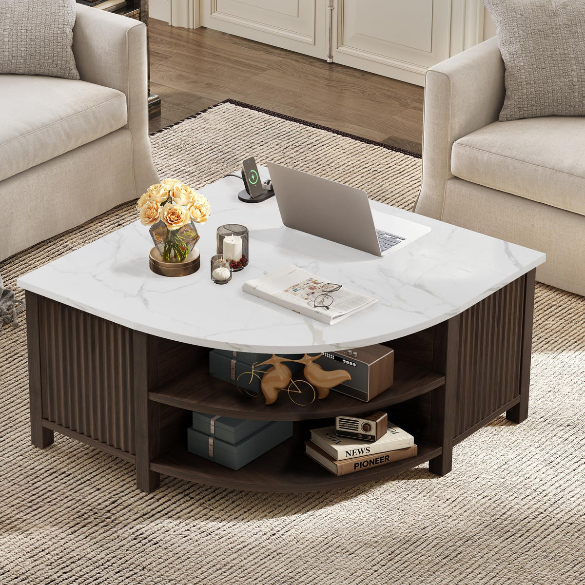 Fluted Lift-Top Coffee Table