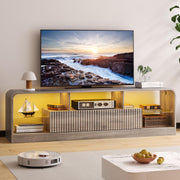 TV Stand with LED Lights & Glass Shelves