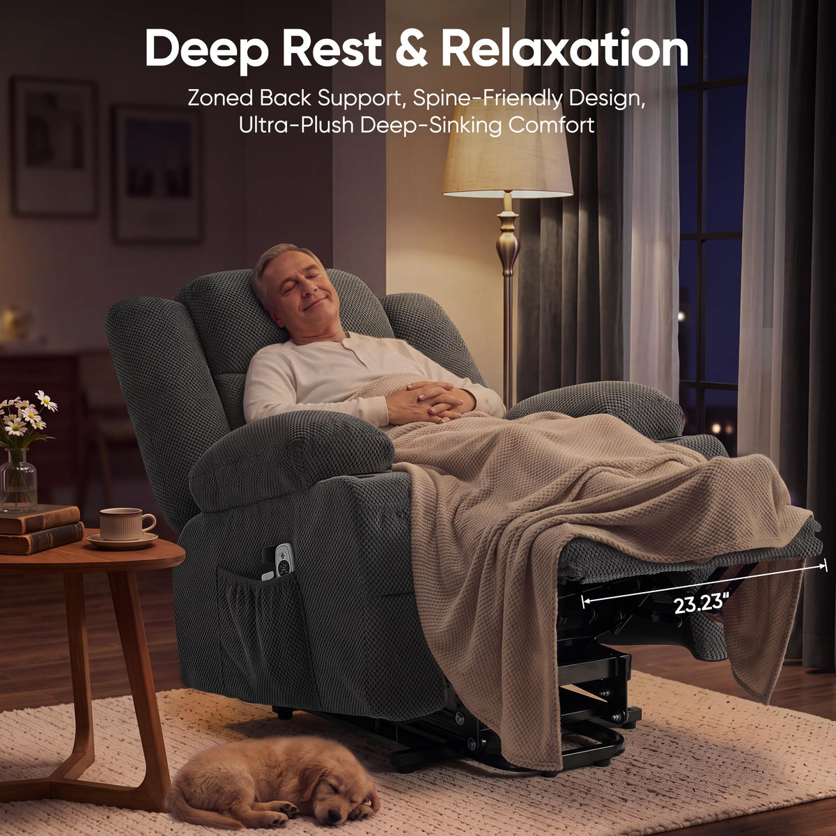 Sofayonn Power Lift Recliner Chair for Elderly with Heat and Massage, Grey