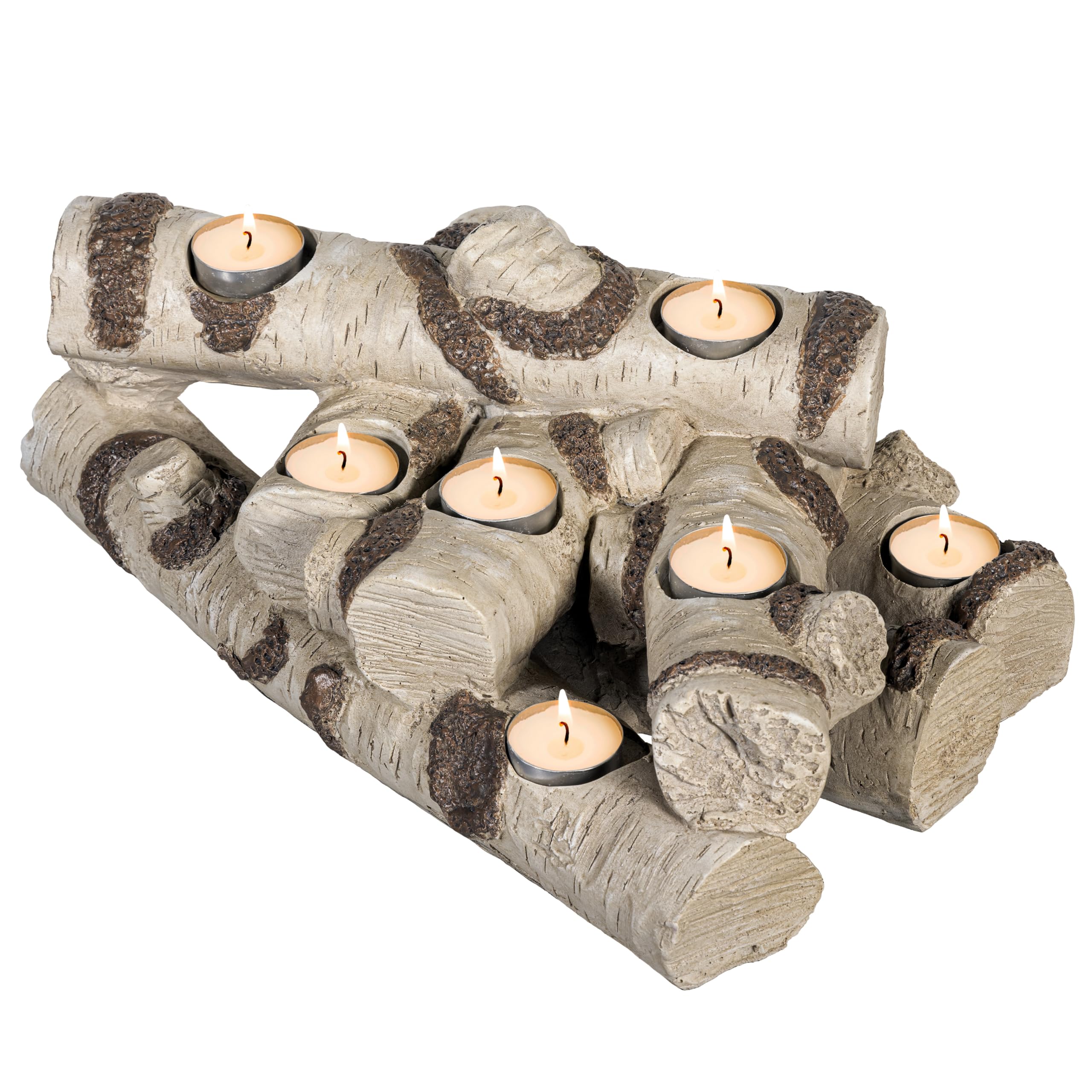 Faux Wood Log Candle Holder for Fireplace Decor