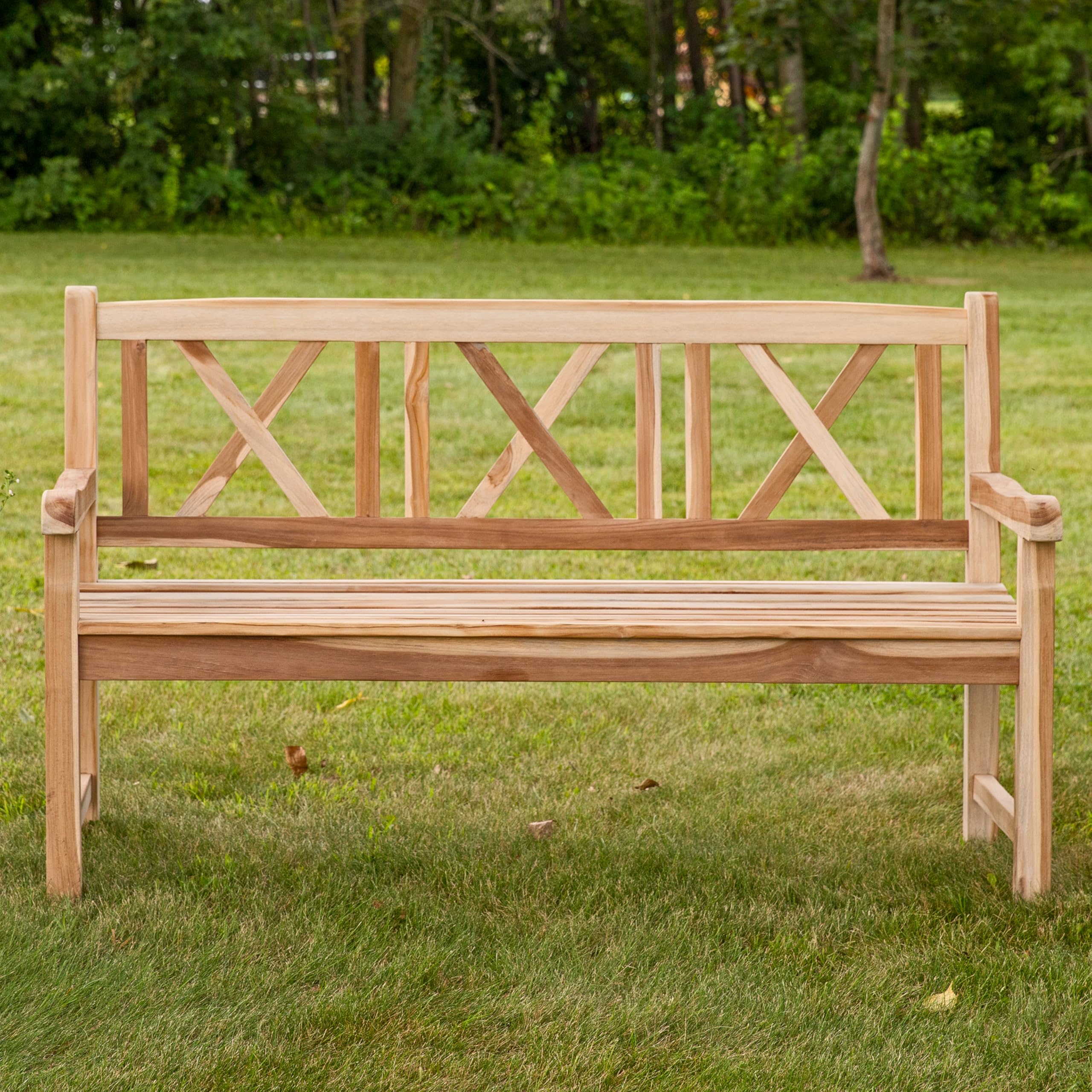 2-Person Teak Outdoor Bench with Backrest