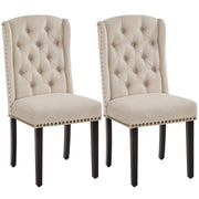 Upholstered Dining Chairs with Nailhead Trims & Button Tufting