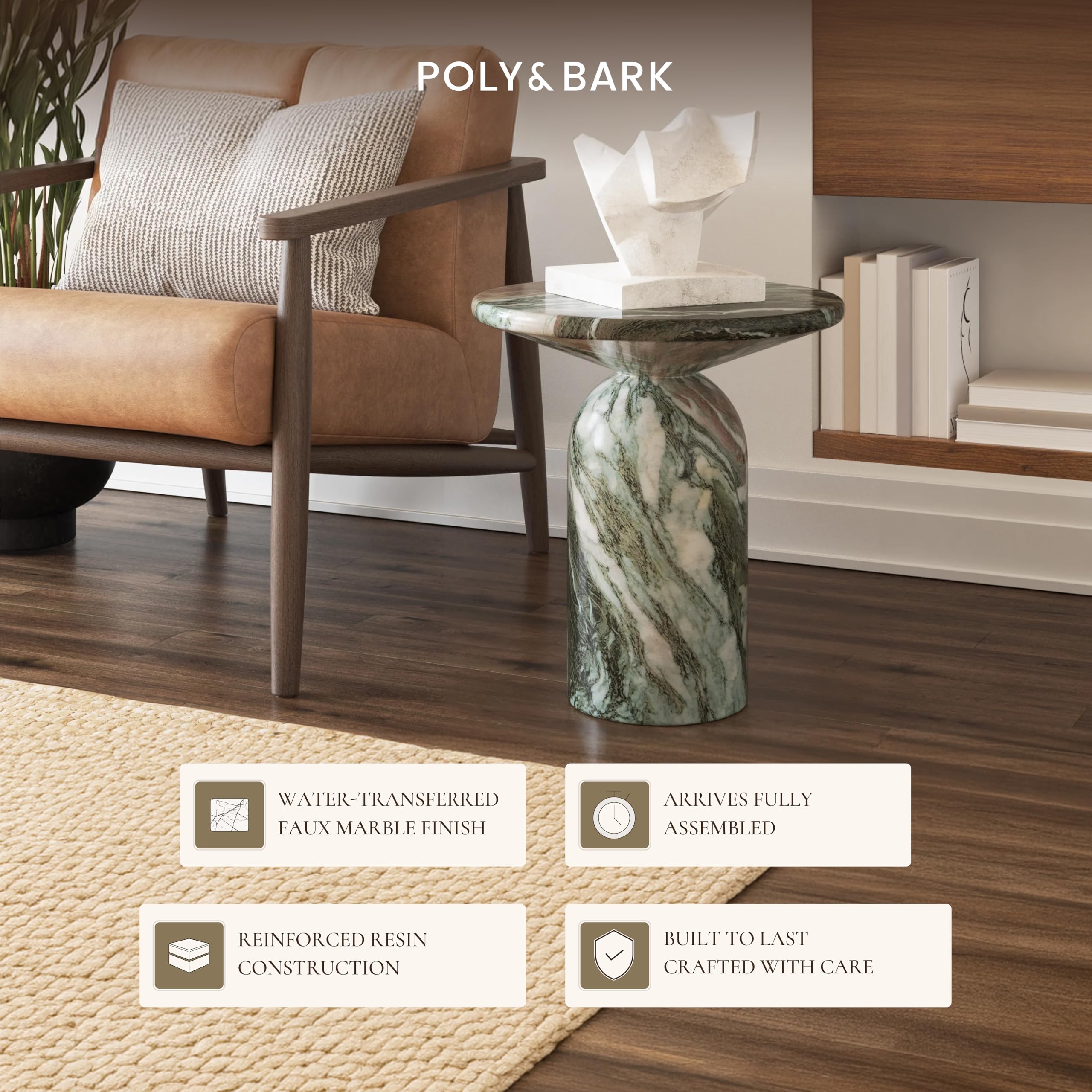 Round Faux Marble End Table