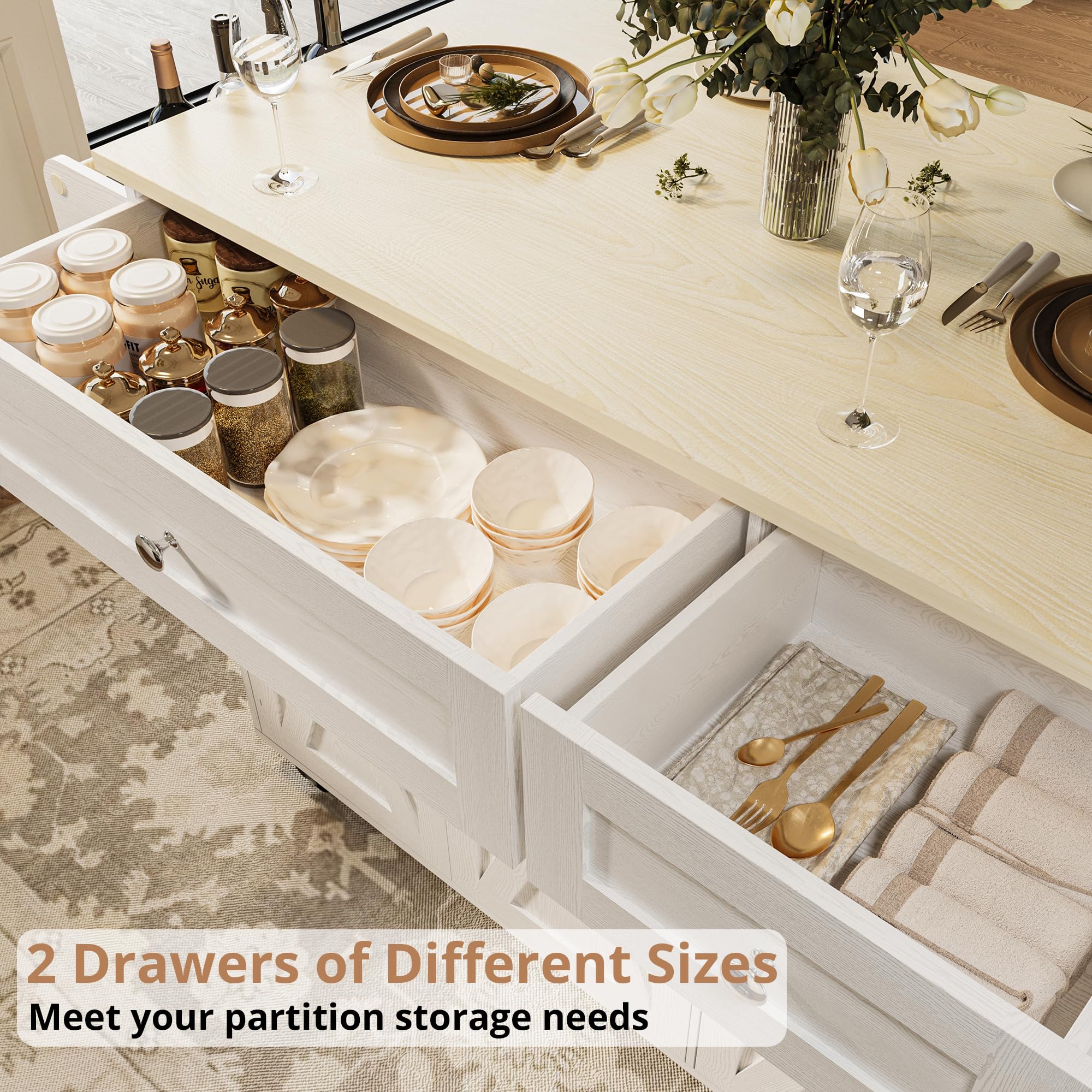 Rolling Kitchen Island Cart with Drop Leaf