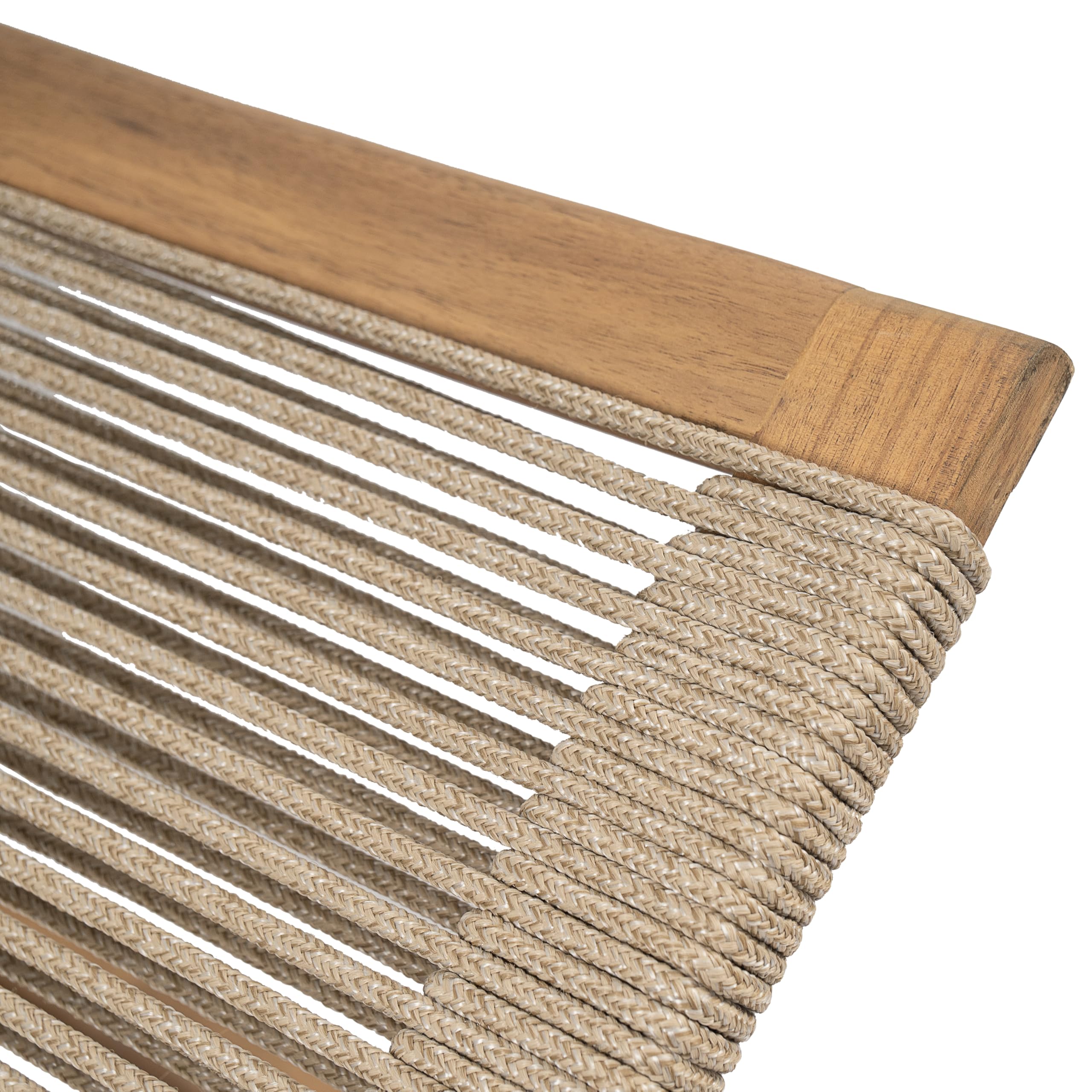 Outdoor Wood Chaise Lounge Set of 2 with Rope Seating