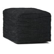 Square Leather Pouf