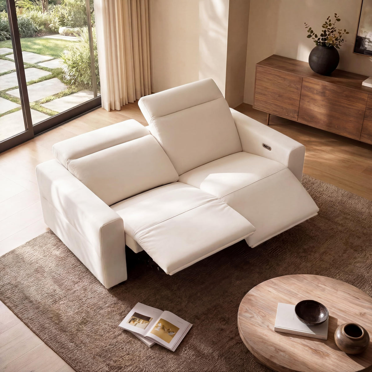 ModernMate Lodden 70" Power Reclining Loveseat Sofa, Beige