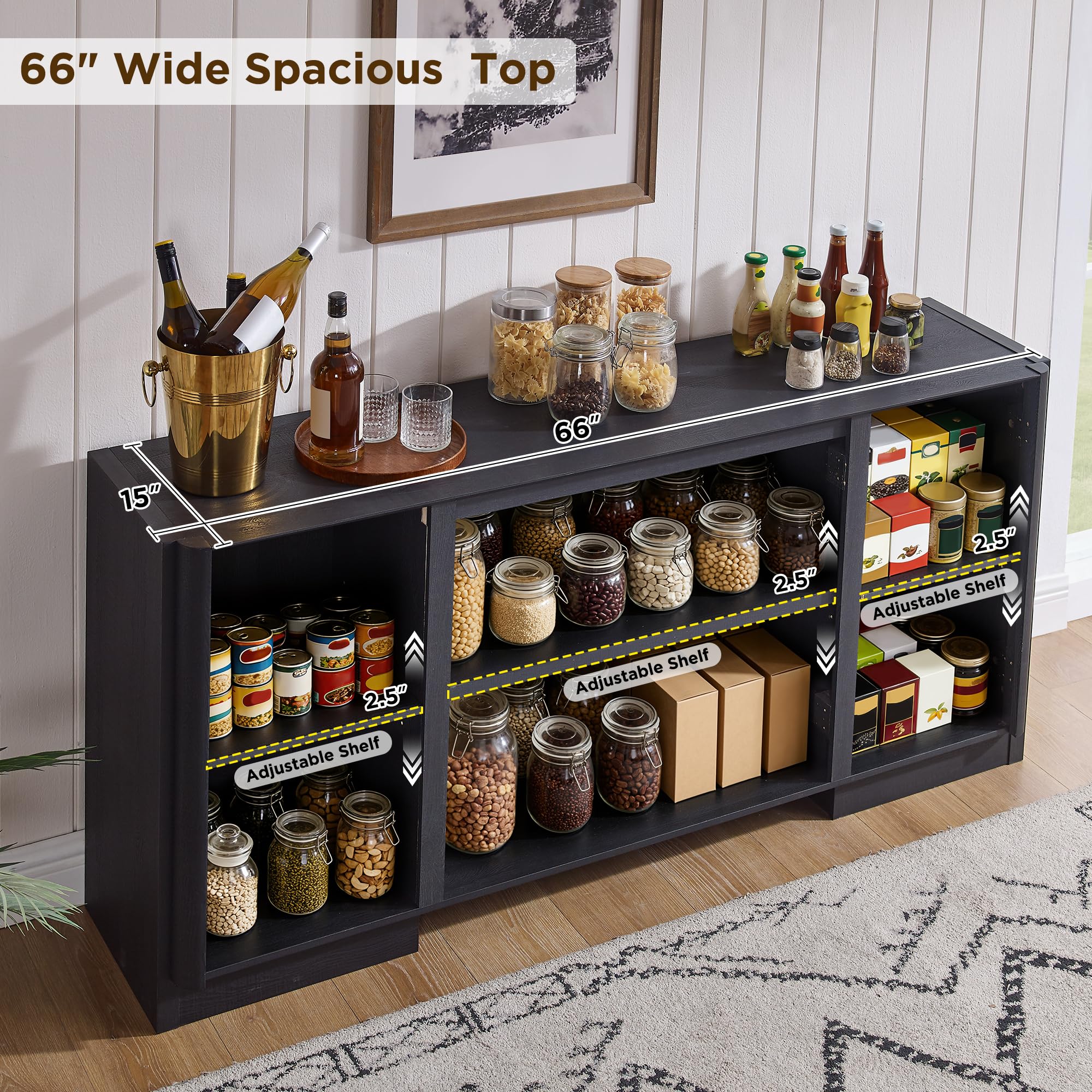 66" Sideboard Buffet Cabinet with Storage