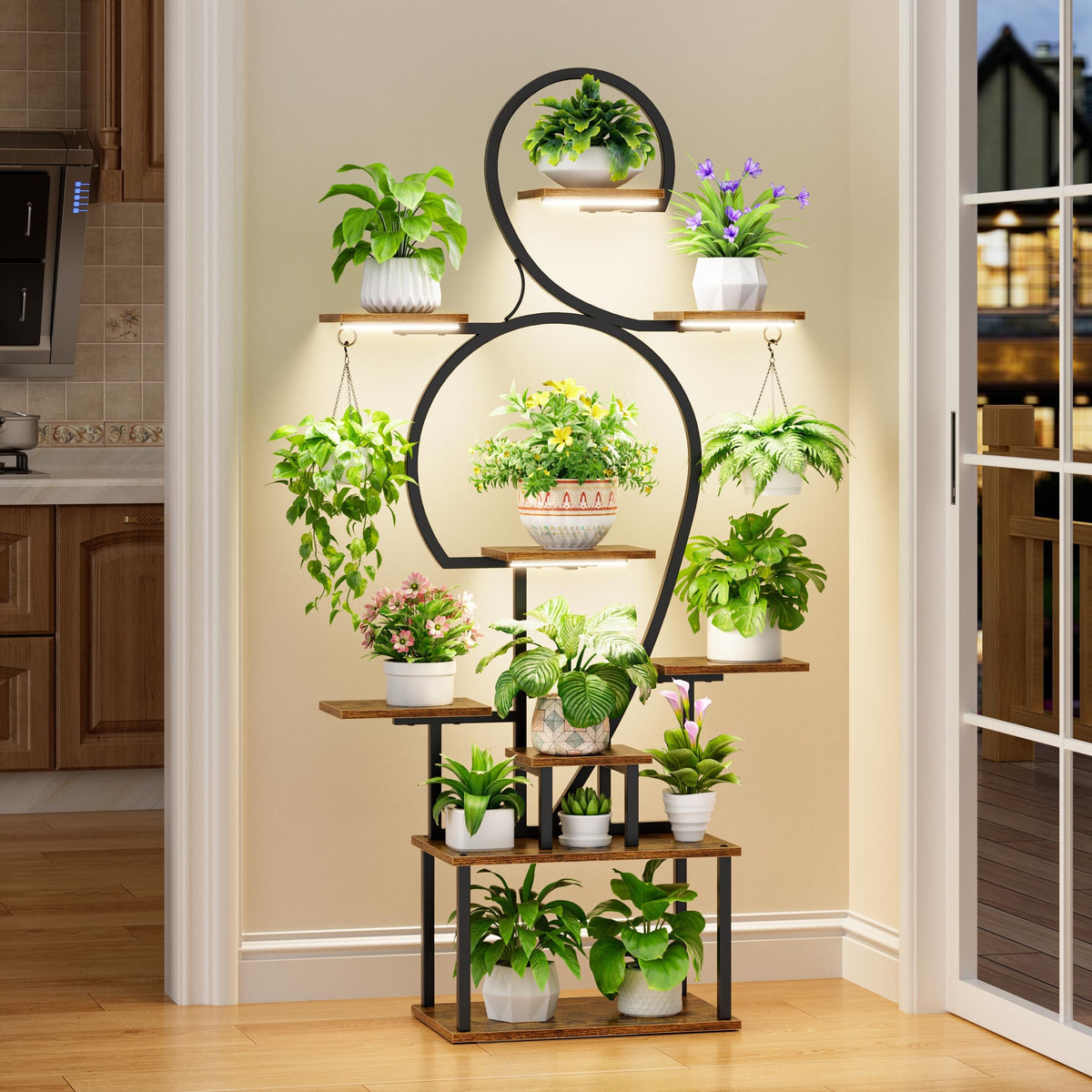 63'' Tall 9-Tier Indoor Plant Stand with Grow Light for Plants Display