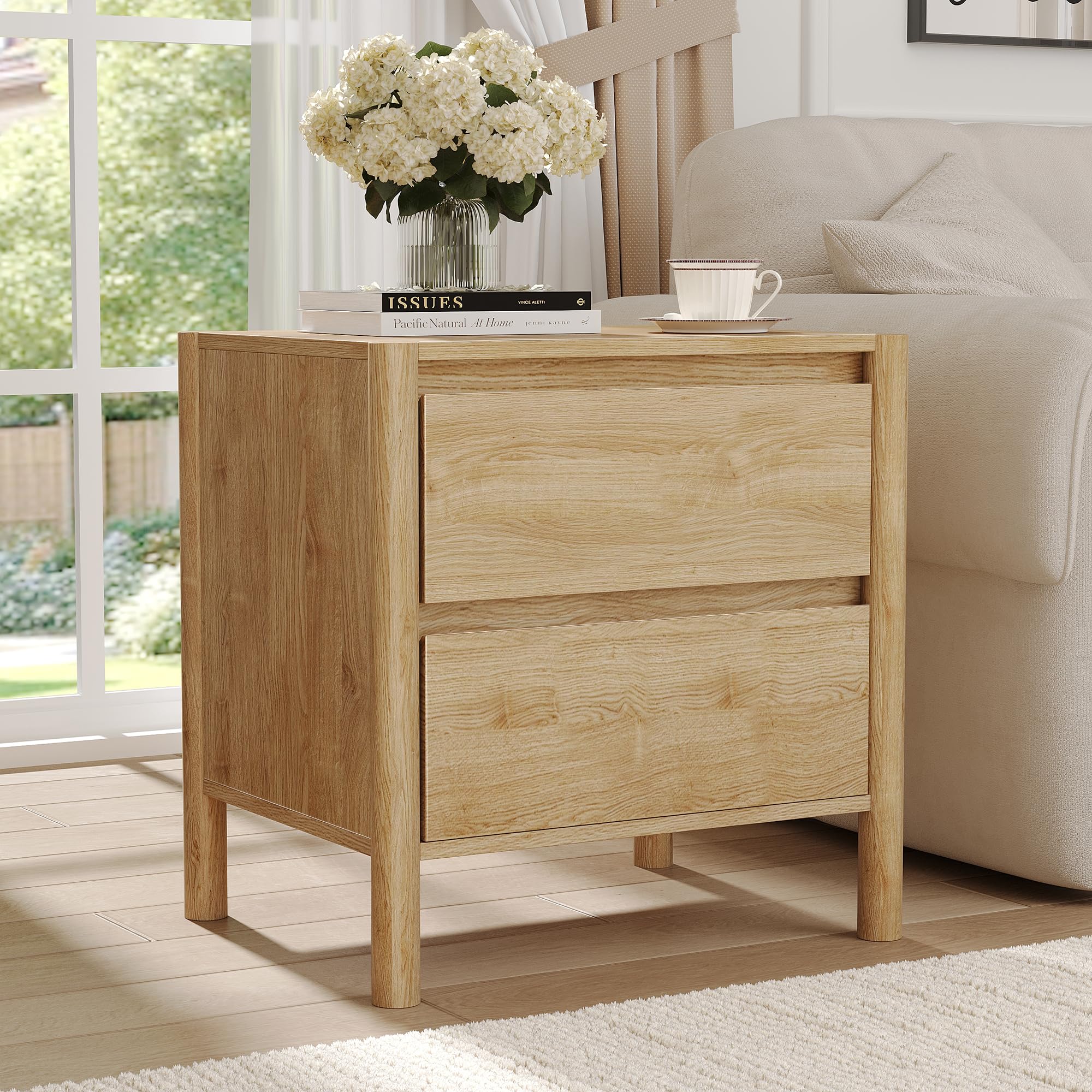 Mid-Century Nightstand Set of 2 with Drawers